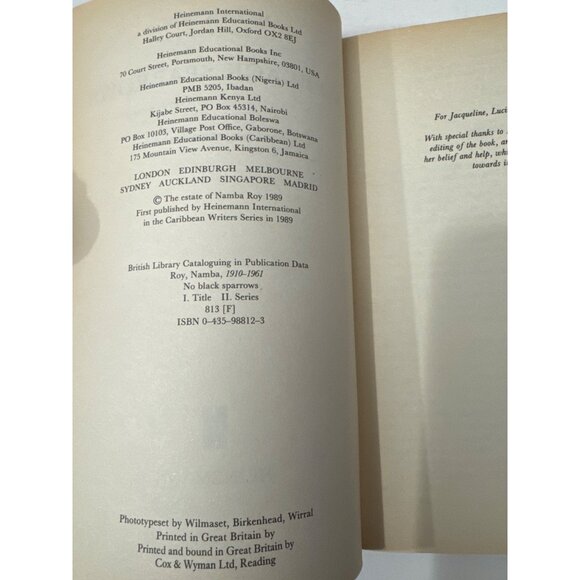 No Black Sparrows Namba Roy SC 1989 Edited by Jacqueline Roy Heinemann - Picture 4 of 10